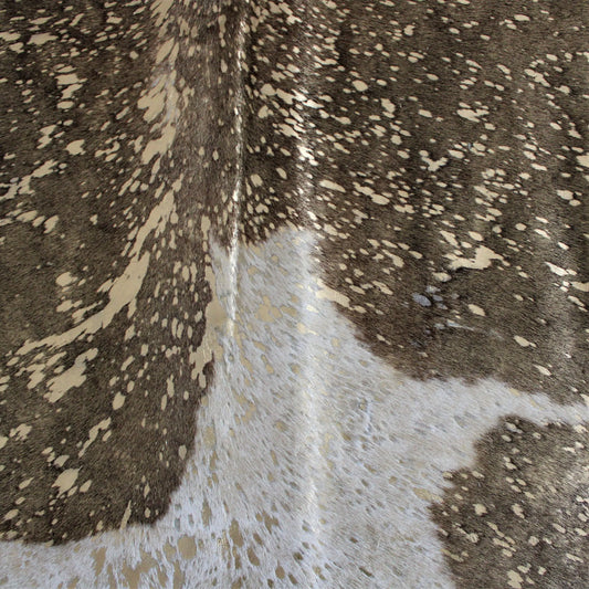 Brown and White Gold Metallic Cowhide CM284