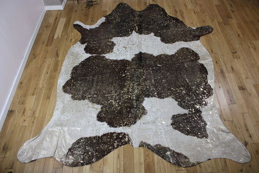 Brown and White Gold Metallic Cowhide CM298