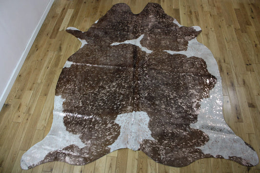 Brown and White Rose Gold Metallic Cowhide CM303