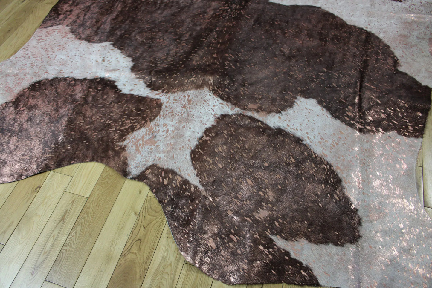 Brown and White Pink Gold Metallic Cowhide CM311