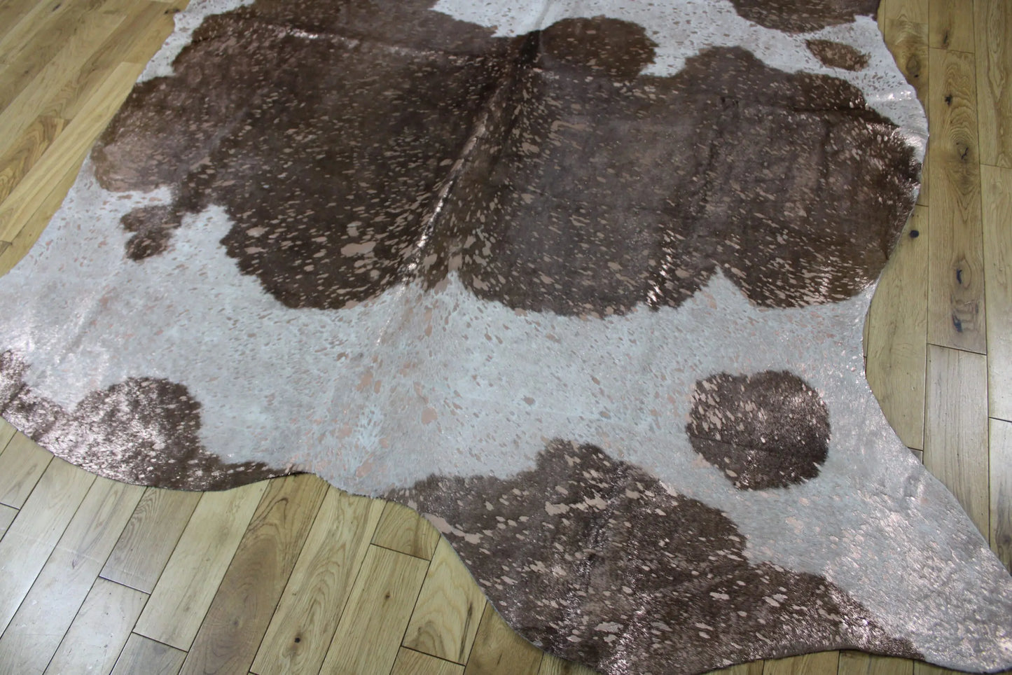 Brown and White Rose Gold Metallic Cowhide CM313