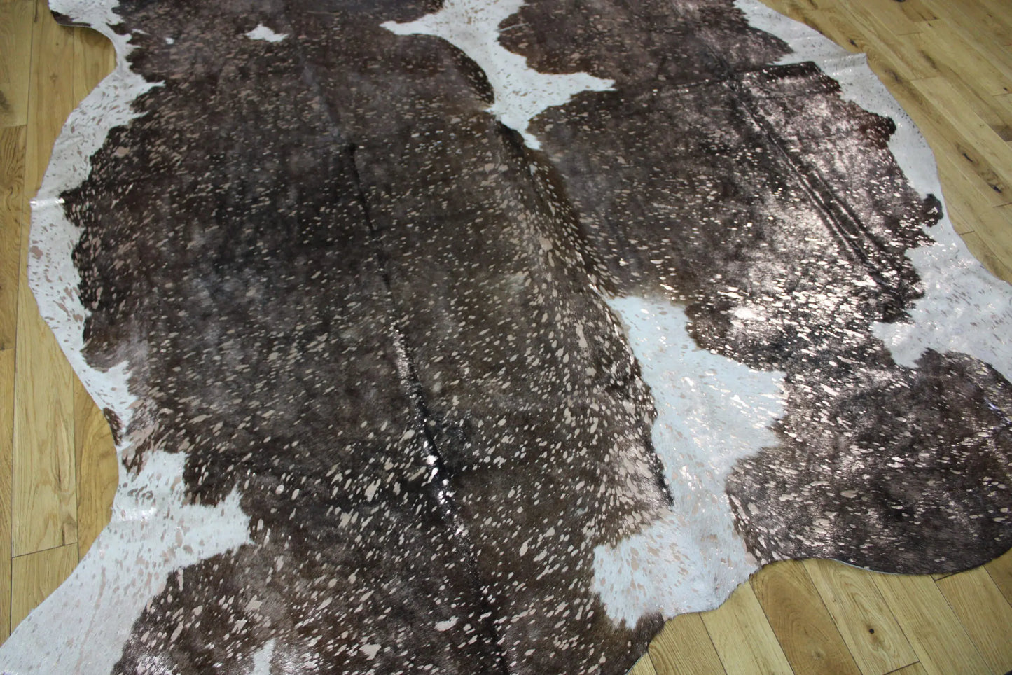 Brown and White Rose Gold Metallic Cowhide CM317