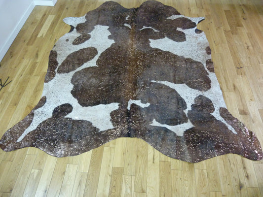 Brown and White Rose Gold Metallic Cowhide CM246