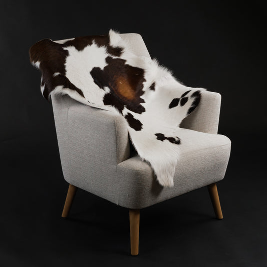 Natural Brown, Black, Copper & White Calf Skin Rug CF120 Lifestyle Image