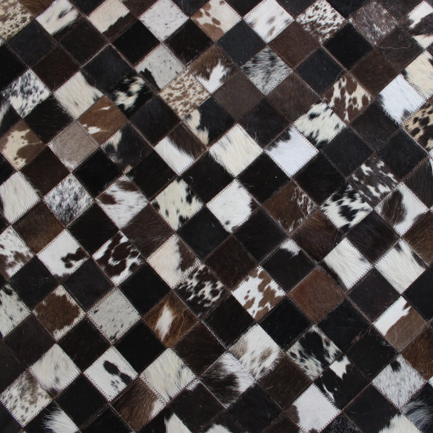 Patchwork Black Squares Cowhide Rug