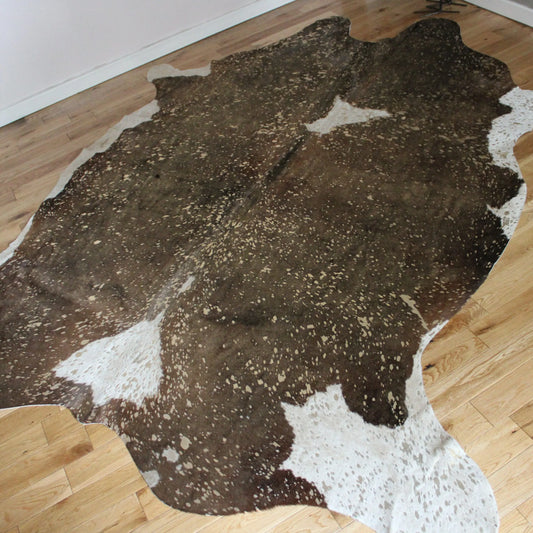 XXL Brown and White Gold Metallic Cowhide CM268