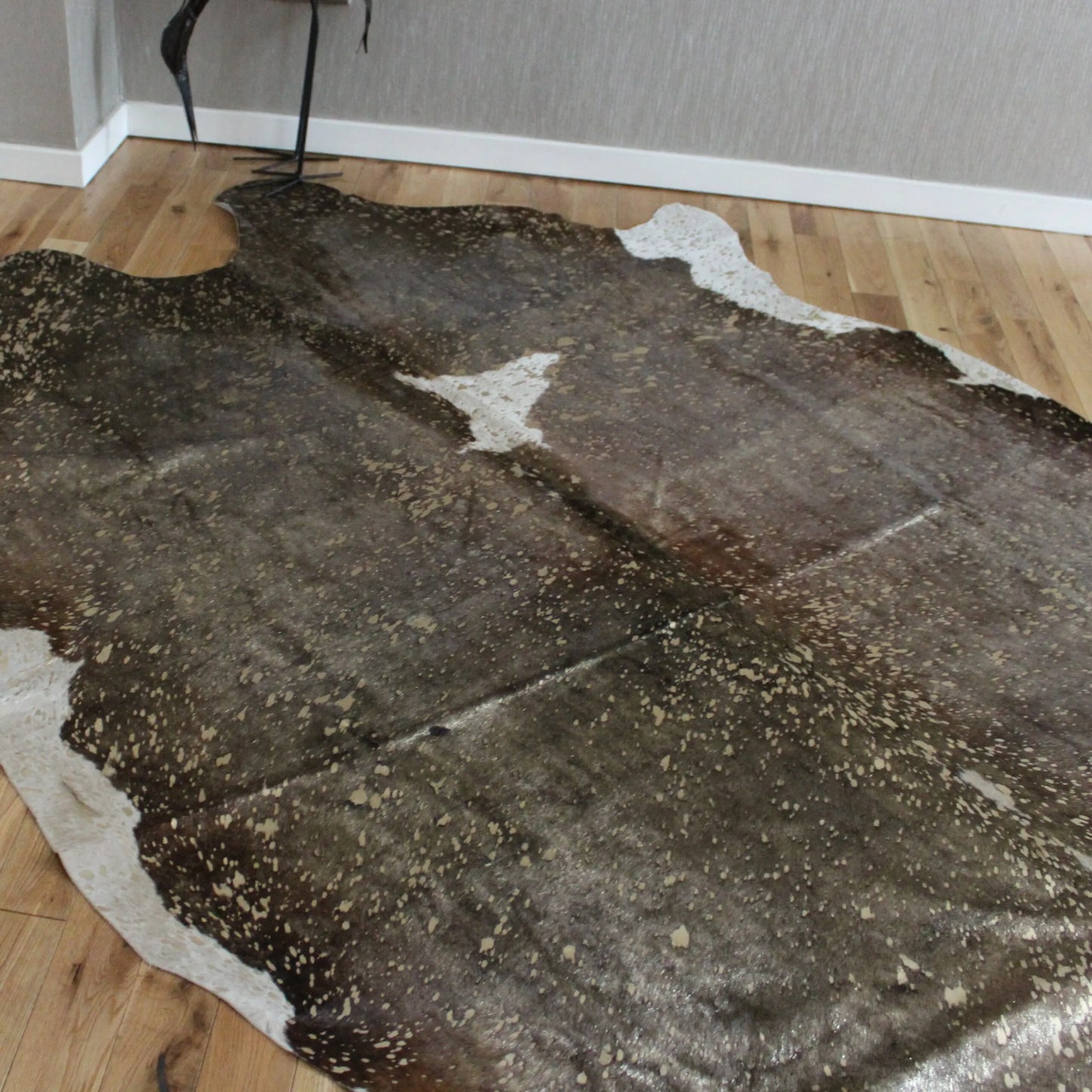 XXL Brown and White Gold Metallic Cowhide CM268