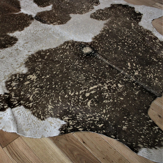 Brown and White Gold Metallic Cowhide CM279