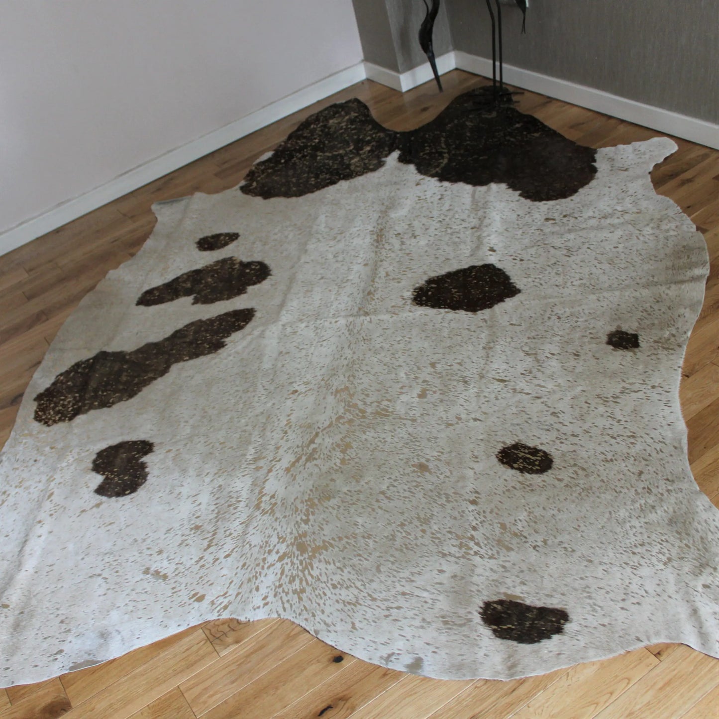 XXL Brown and White Gold Metallic Cowhide CM281