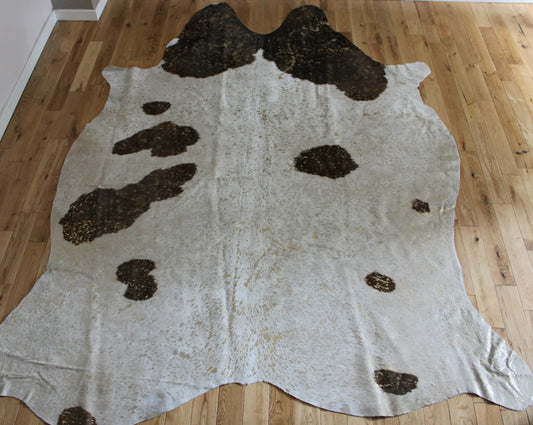 XXL Brown and White Gold Metallic Cowhide CM281