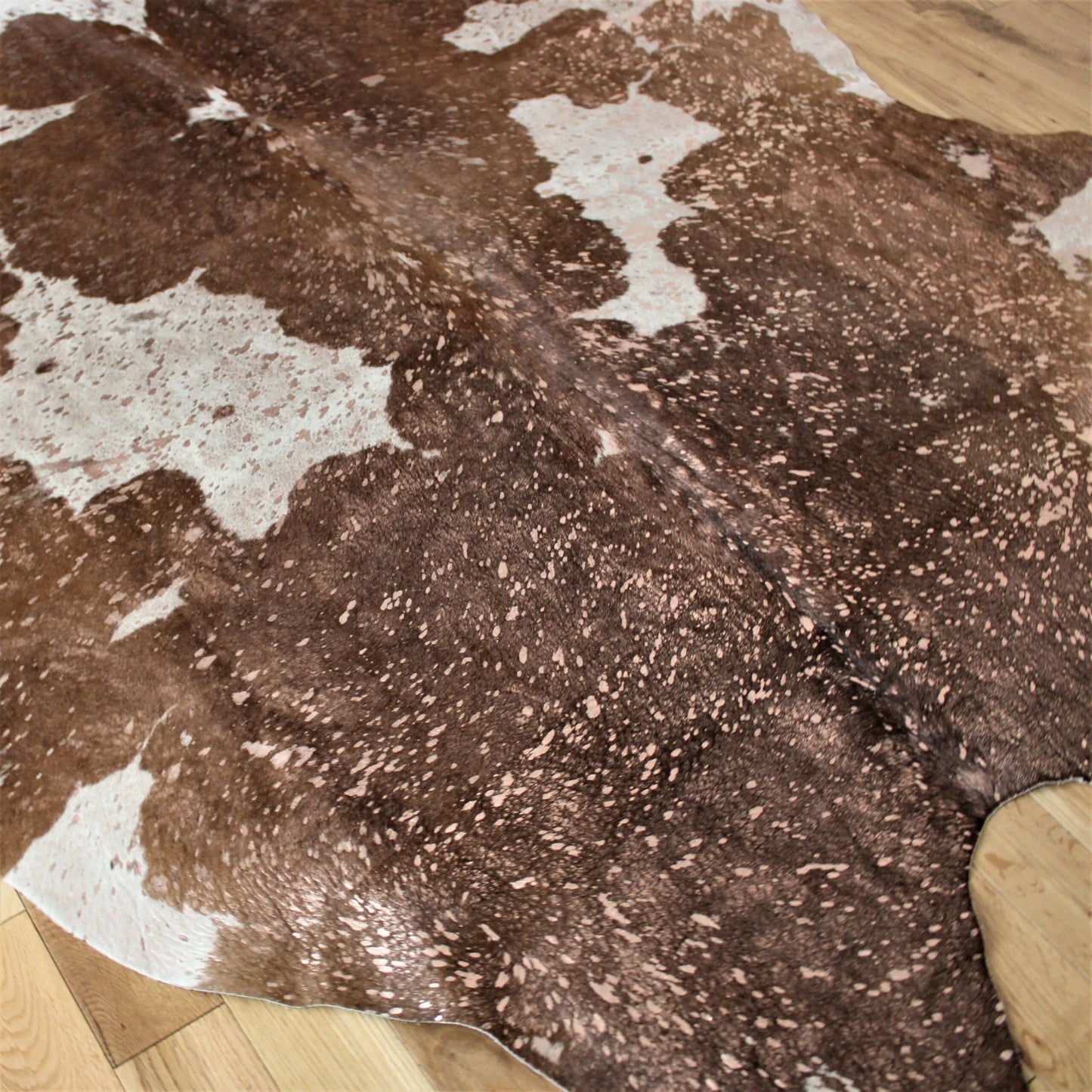 Brown and White Rose Gold Metallic Cowhide CM283
