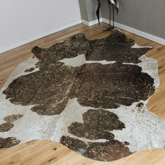 Brown and White Gold Metallic Cowhide CM284