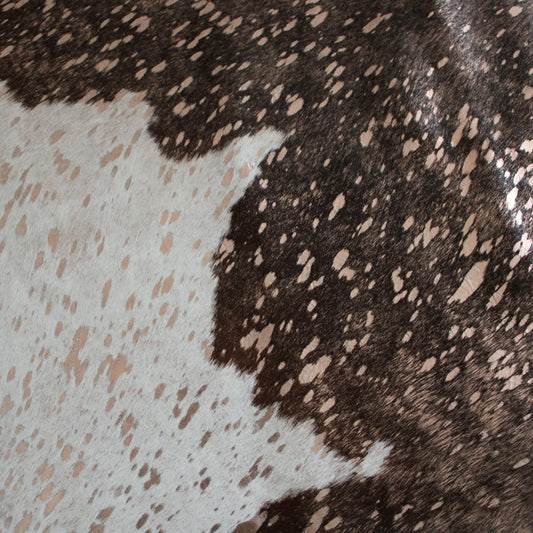Brown and White Rose Gold Metallic Cowhide CM287
