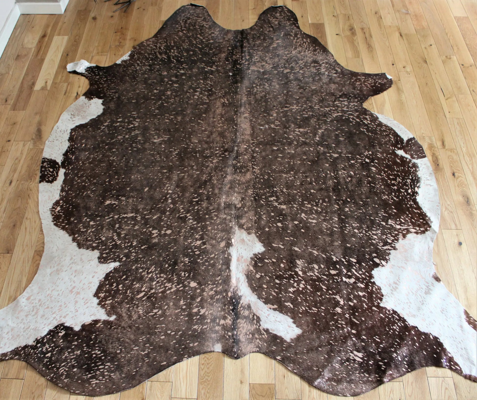 Brown and White Rose Gold Metallic Cowhide CM287