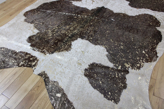 Brown and White Gold Metallic Cowhide CM300