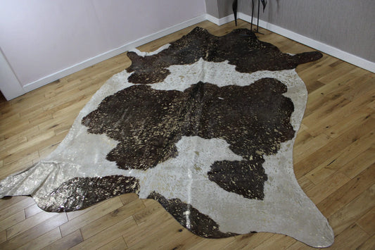 Brown and White Gold Metallic Cowhide CM298