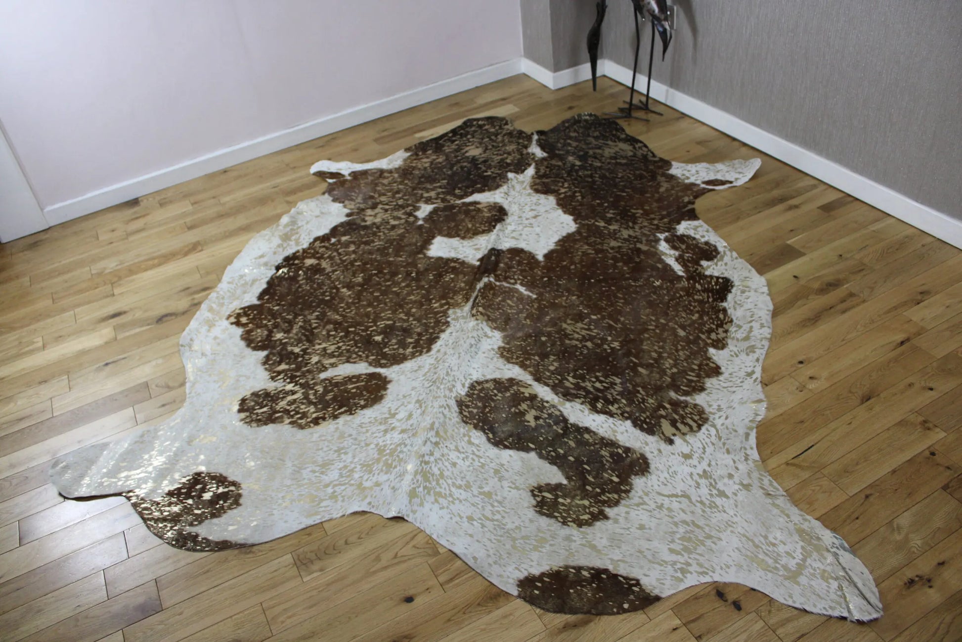 Brown and White Gold Metallic Cowhide CM300