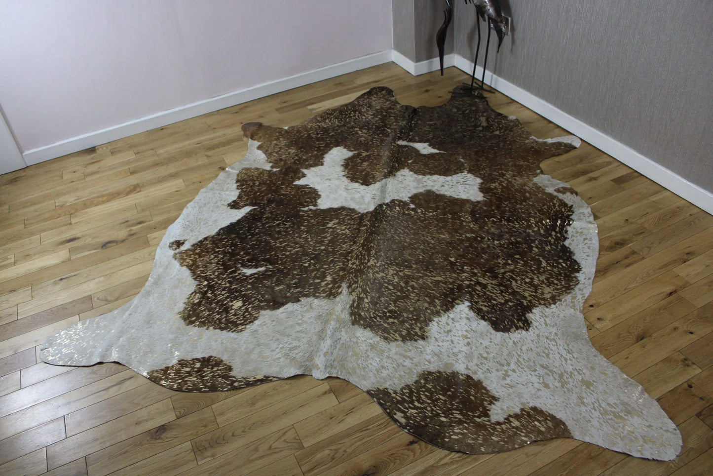 Brown and White Gold Metallic Cowhide CM304