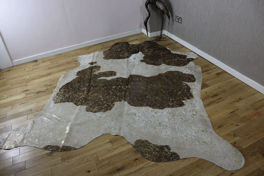 Brown and White Gold Metallic Cowhide CM308