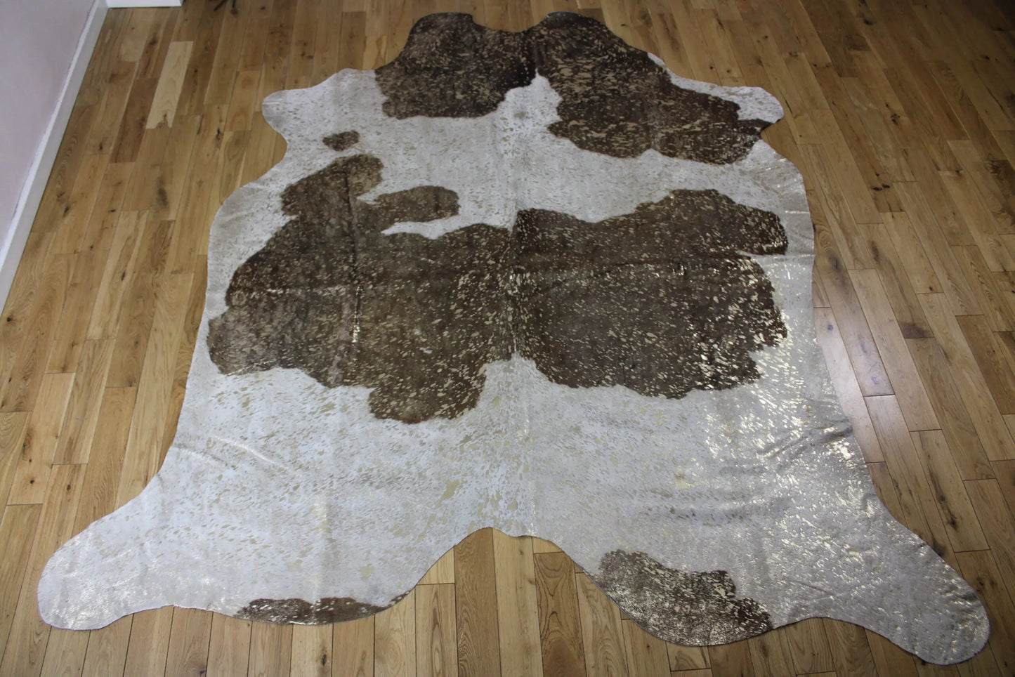 Brown and White Gold Metallic Cowhide CM308