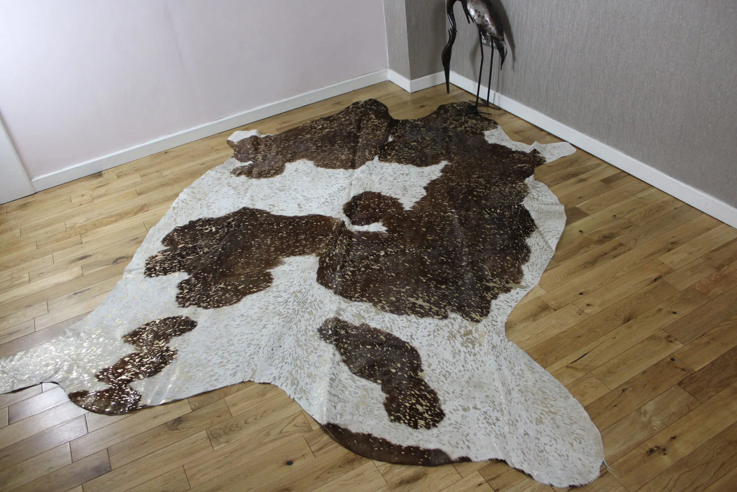 Brown and White Gold Metallic Cowhide CM310