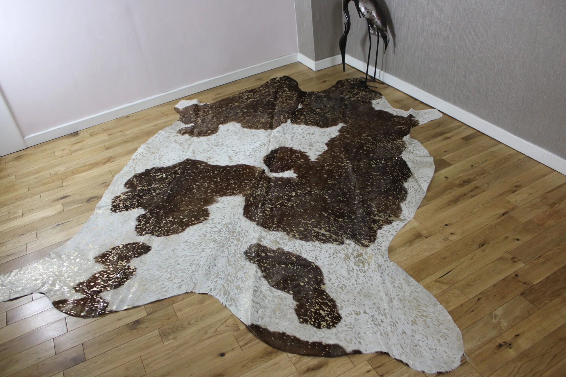 Brown and White Gold Metallic Cowhide CM310