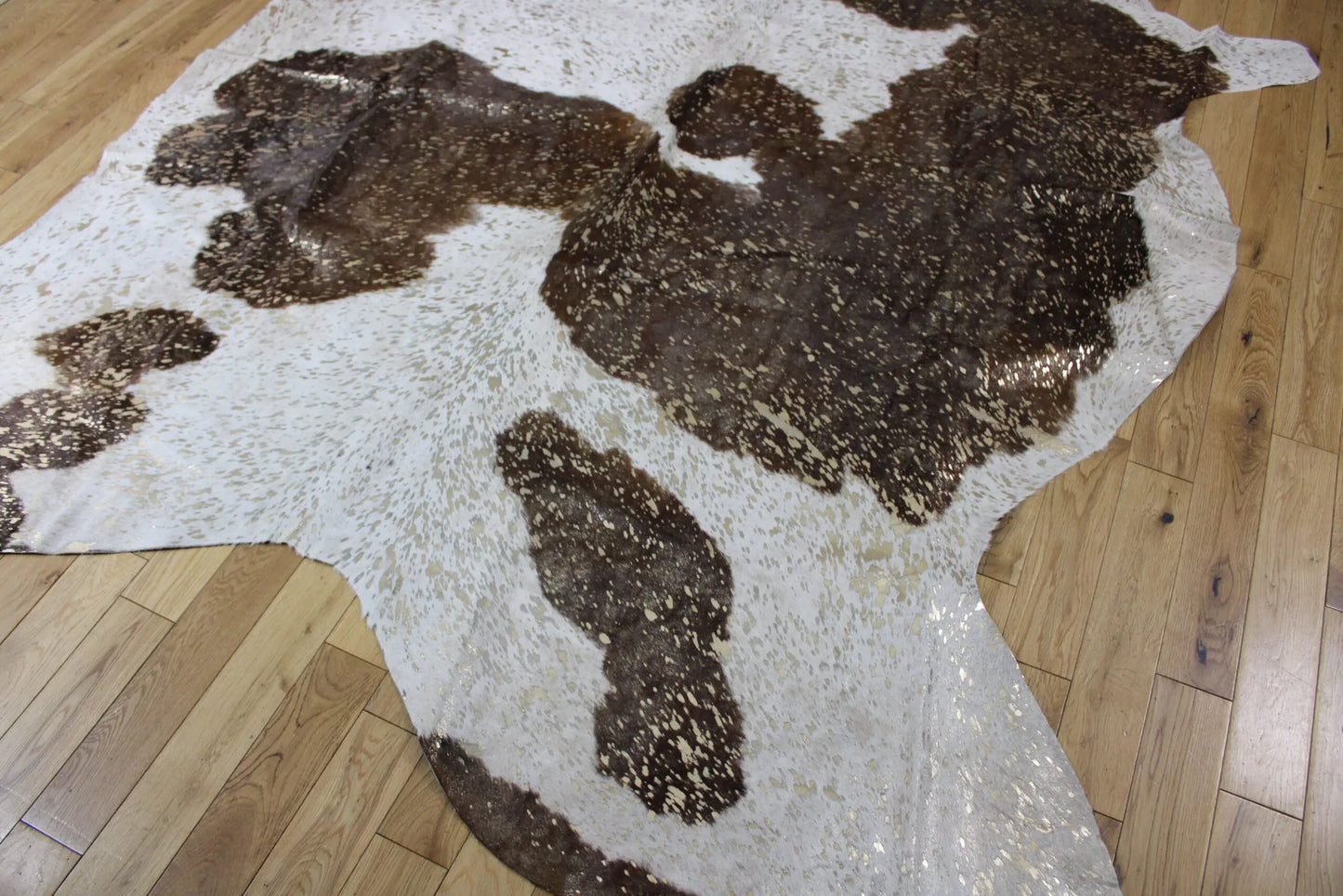 Brown and White Gold Metallic Cowhide CM310