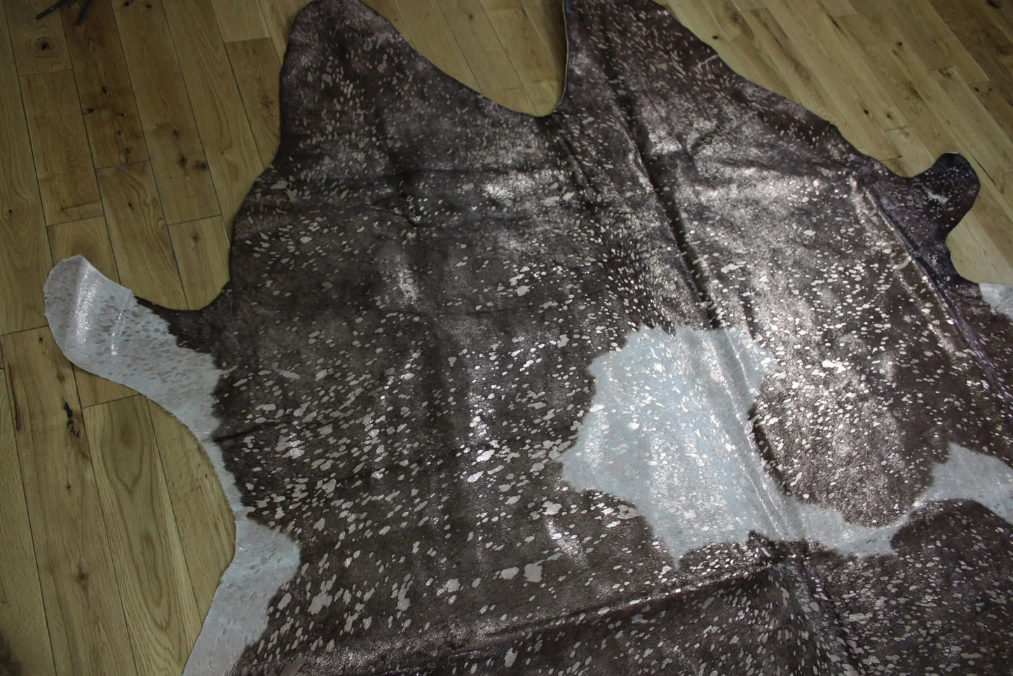 Brown and White Rose Gold Metallic Cowhide CM295