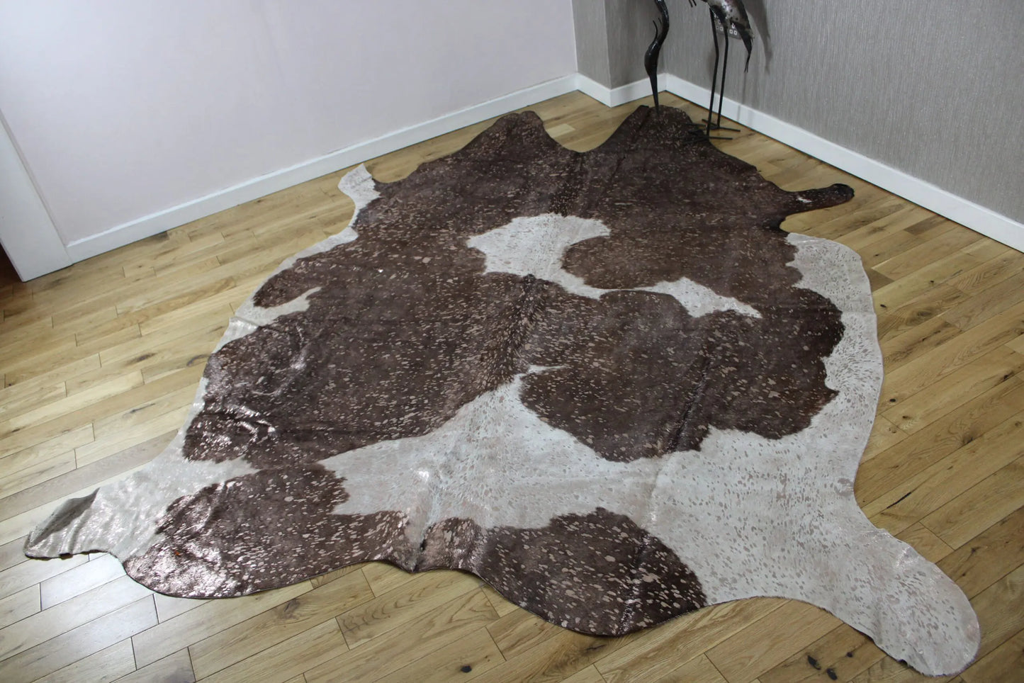 Brown and White Rose Gold Metallic Cowhide CM295