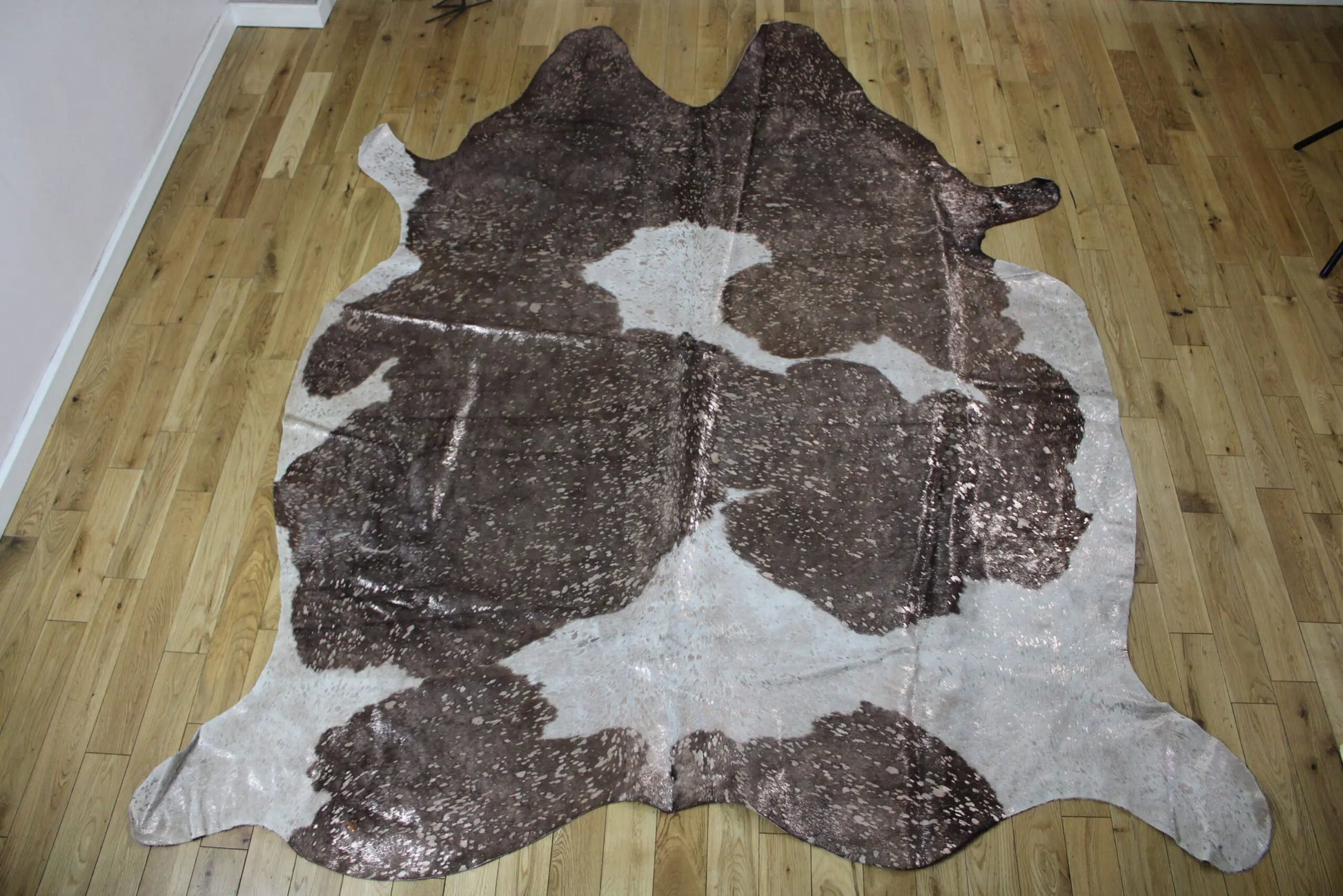 Brown and White Rose Gold Metallic Cowhide CM295