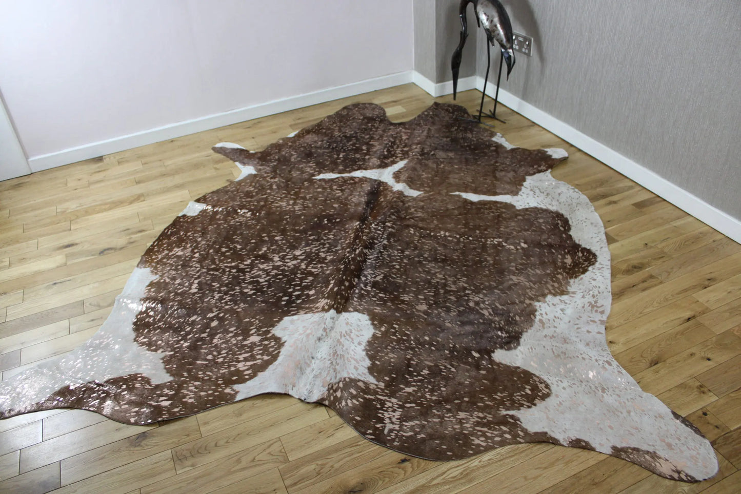 Brown and White Rose Gold Metallic Cowhide CM303