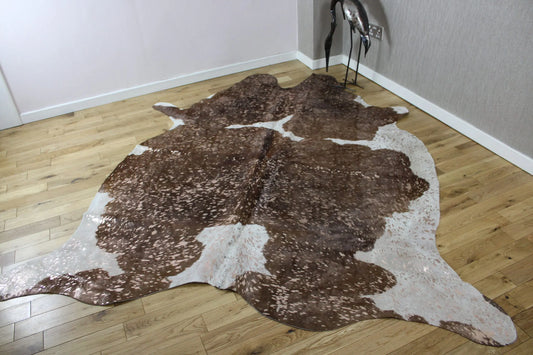 Brown and White Rose Gold Metallic Cowhide CM303