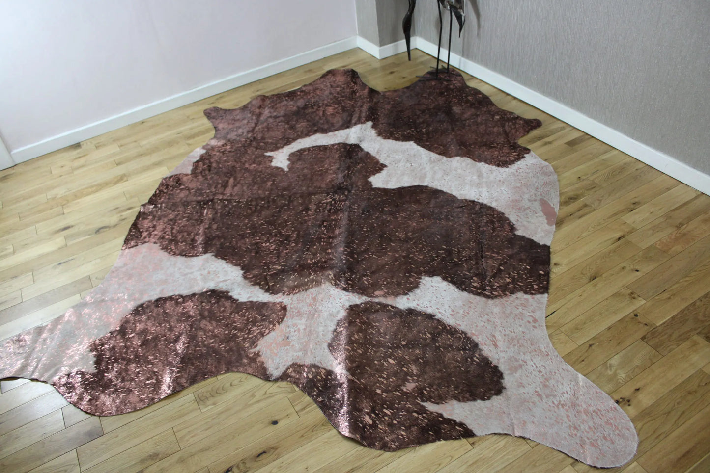 Brown and White Pink Gold Metallic Cowhide CM311