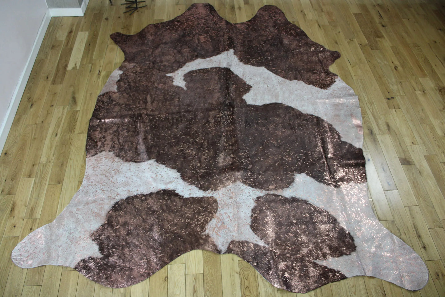 Brown and White Pink Gold Metallic Cowhide CM311