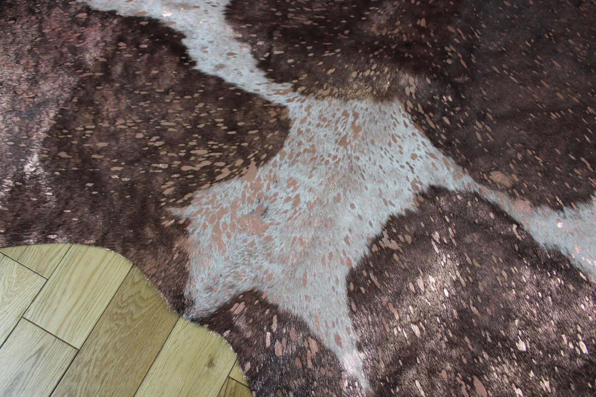 Brown and White Pink Gold Metallic Cowhide CM311
