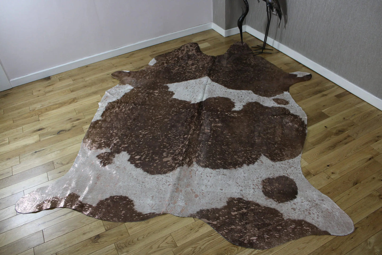 Brown and White Rose Gold Metallic Cowhide CM313