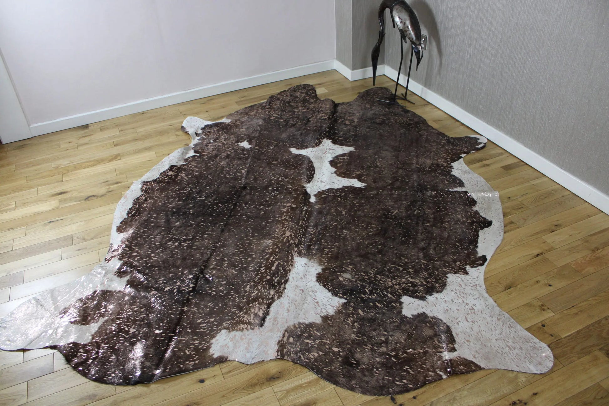 Brown and White Rose Gold Metallic Cowhide CM317