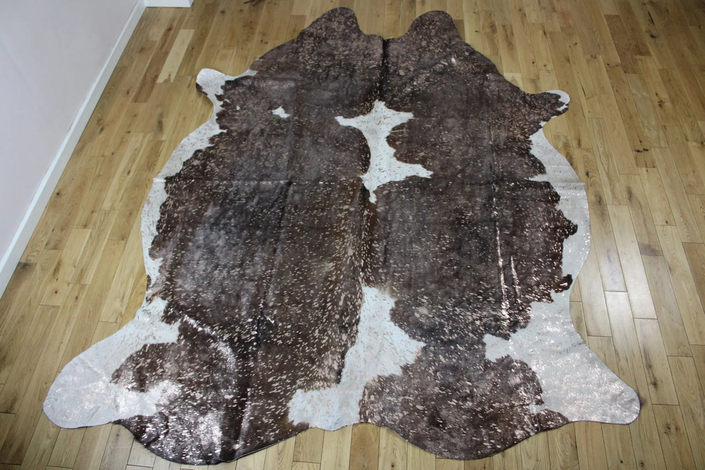 Brown and White Rose Gold Metallic Cowhide CM317