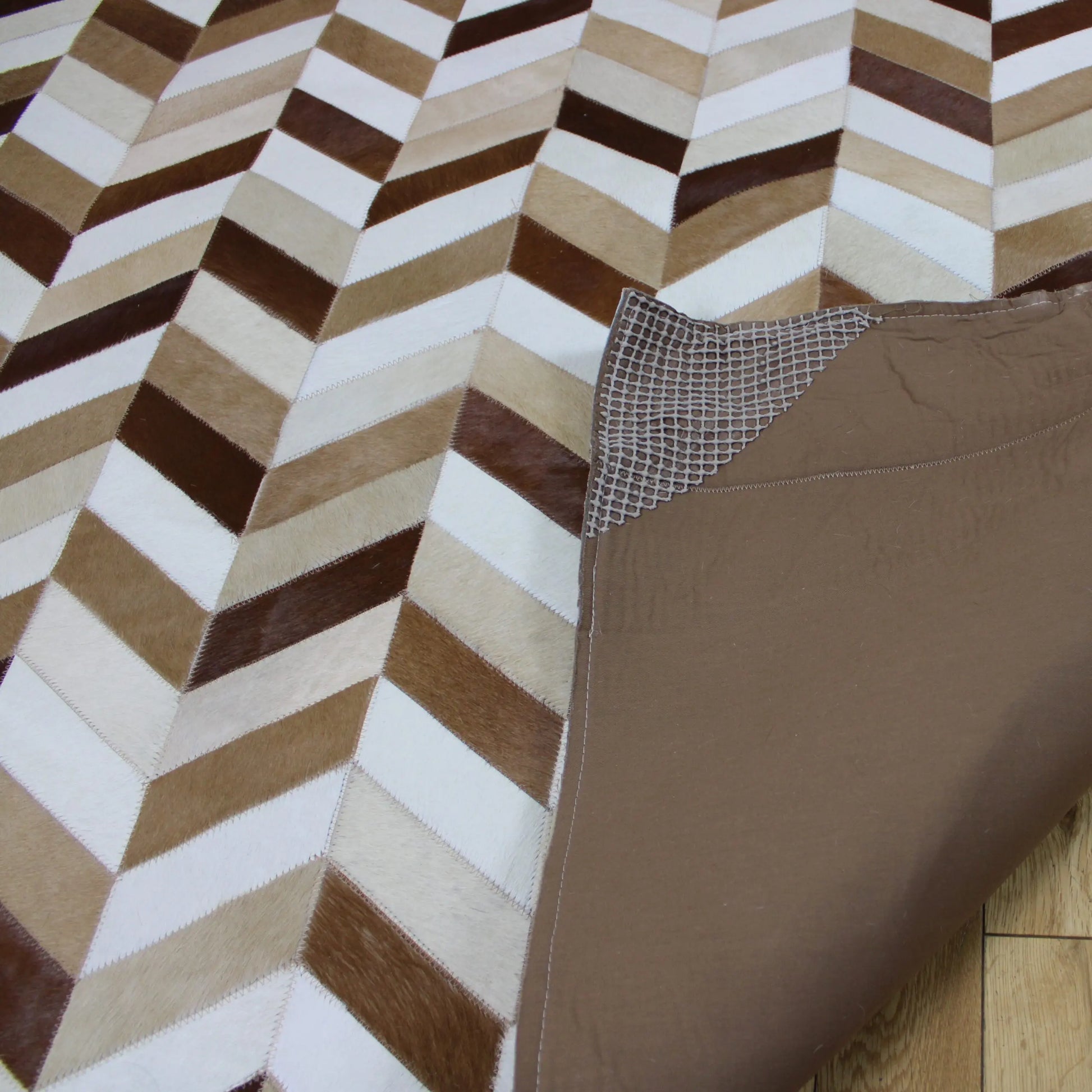 Patchwork Chevron Cowhide Rug