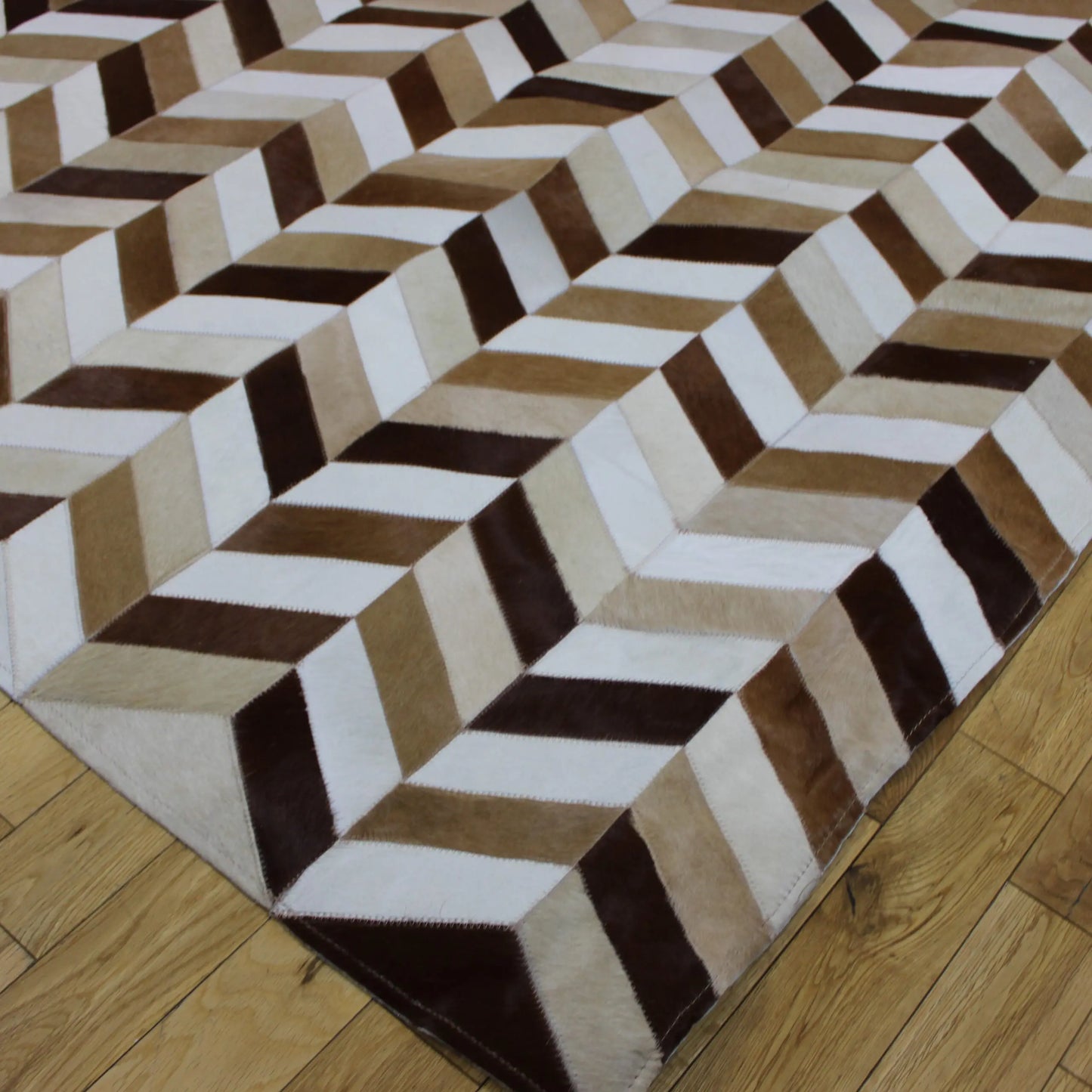 Patchwork Chevron Cowhide Rug