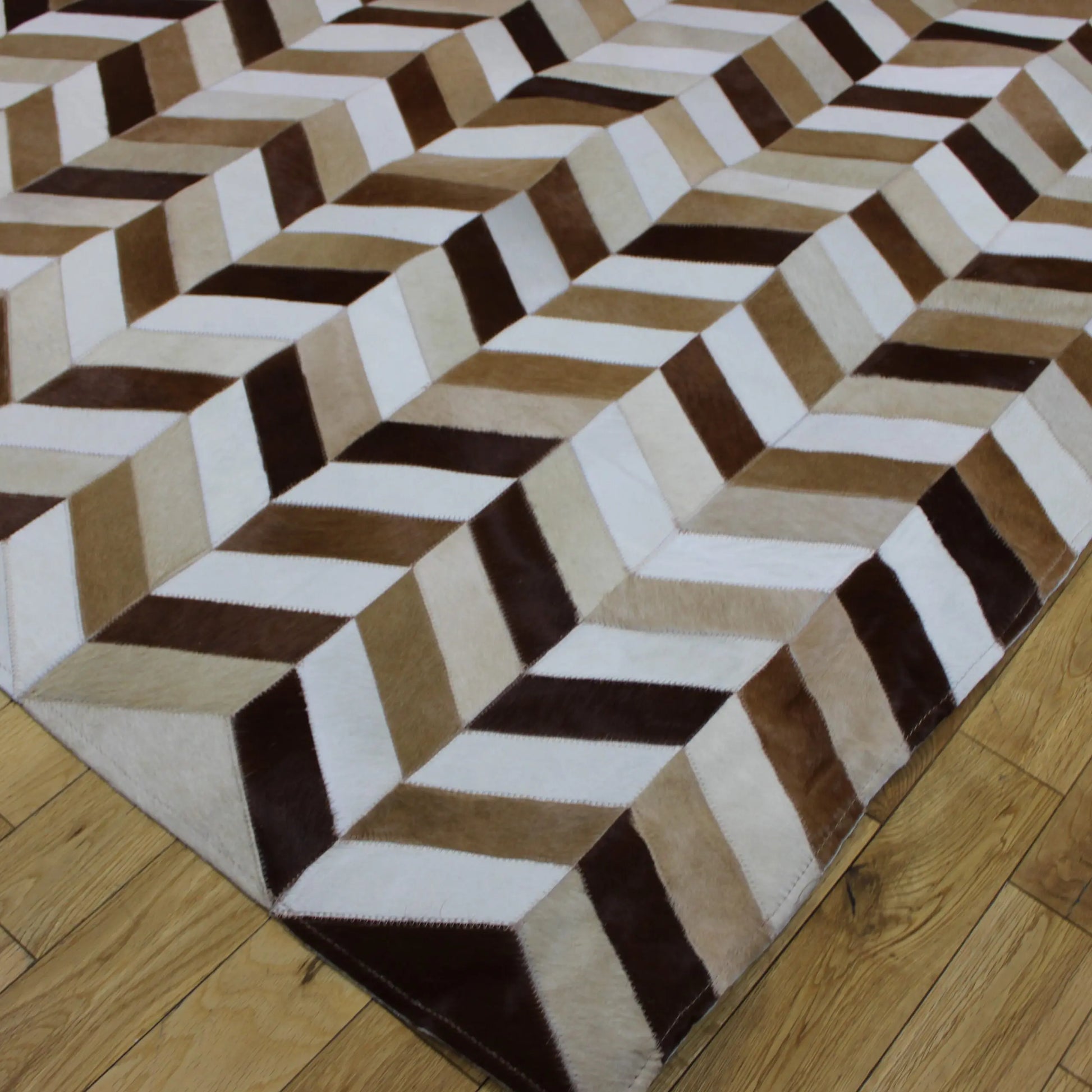 Patchwork Chevron Cowhide Rug
