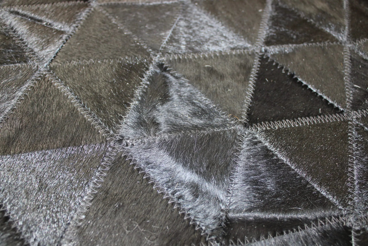 Patchwork Designer Cowhide Rug Pyramid Black