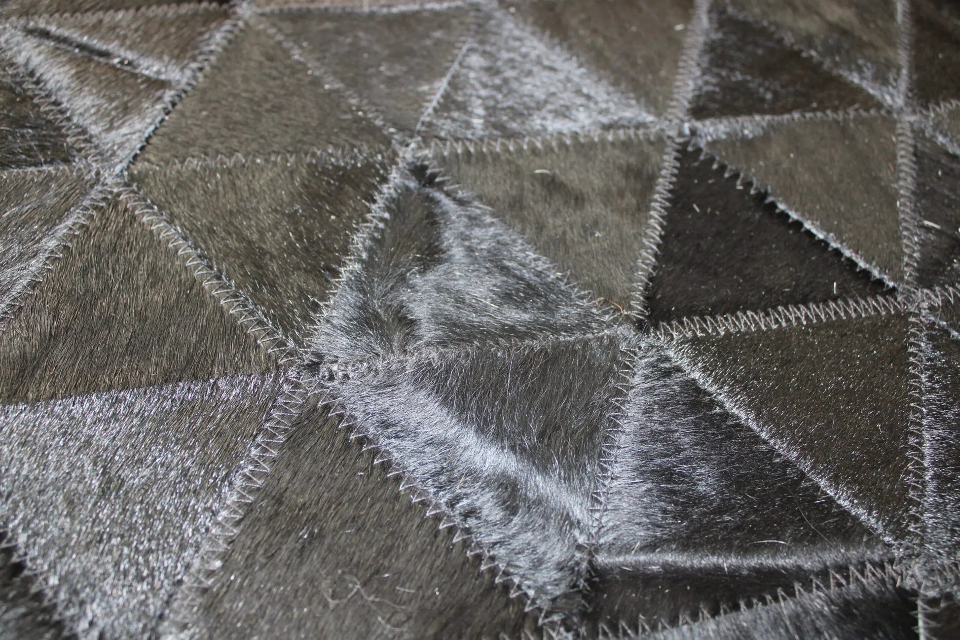 Patchwork Designer Cowhide Rug Pyramid Black