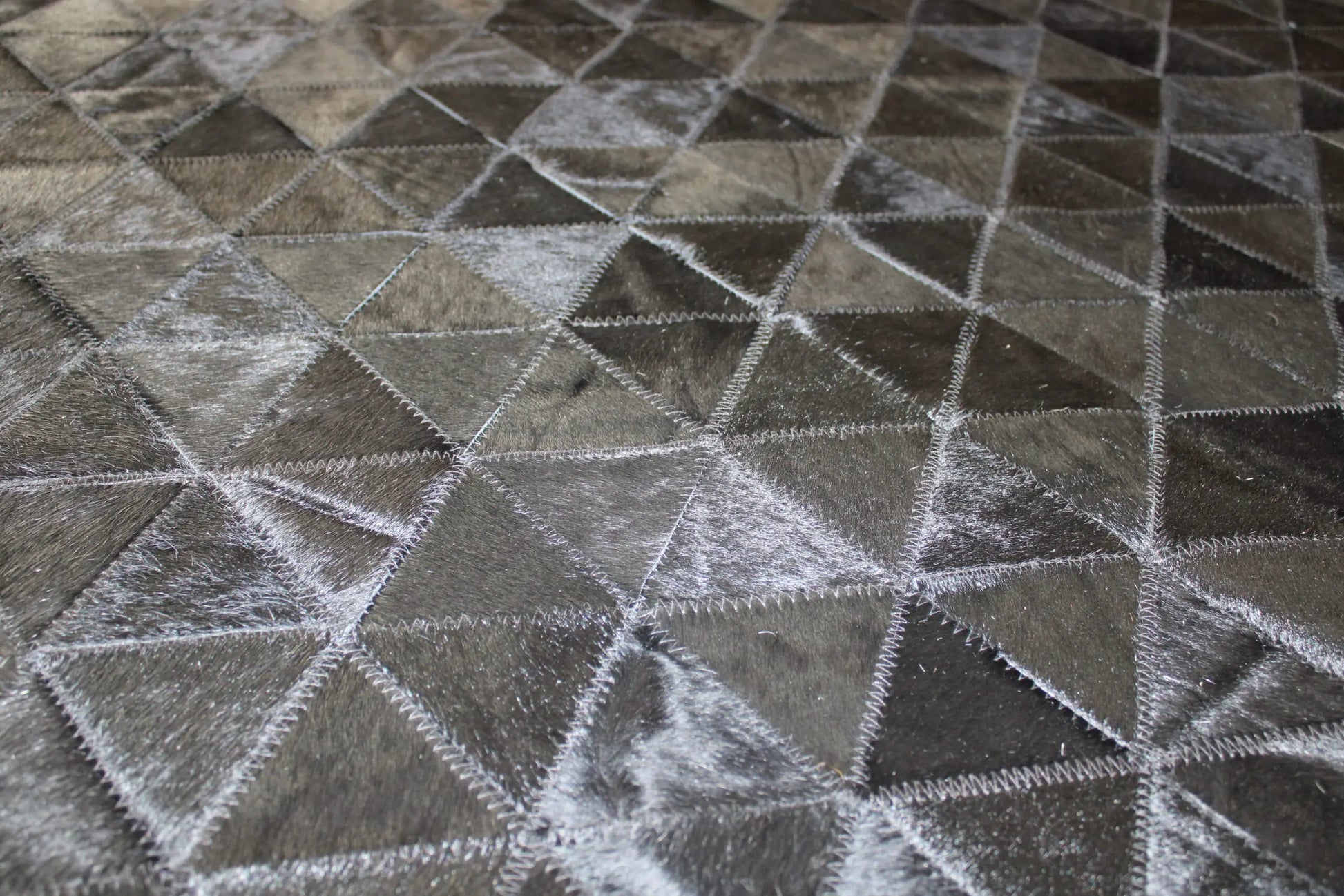 Patchwork Designer Cowhide Rug Pyramid Black