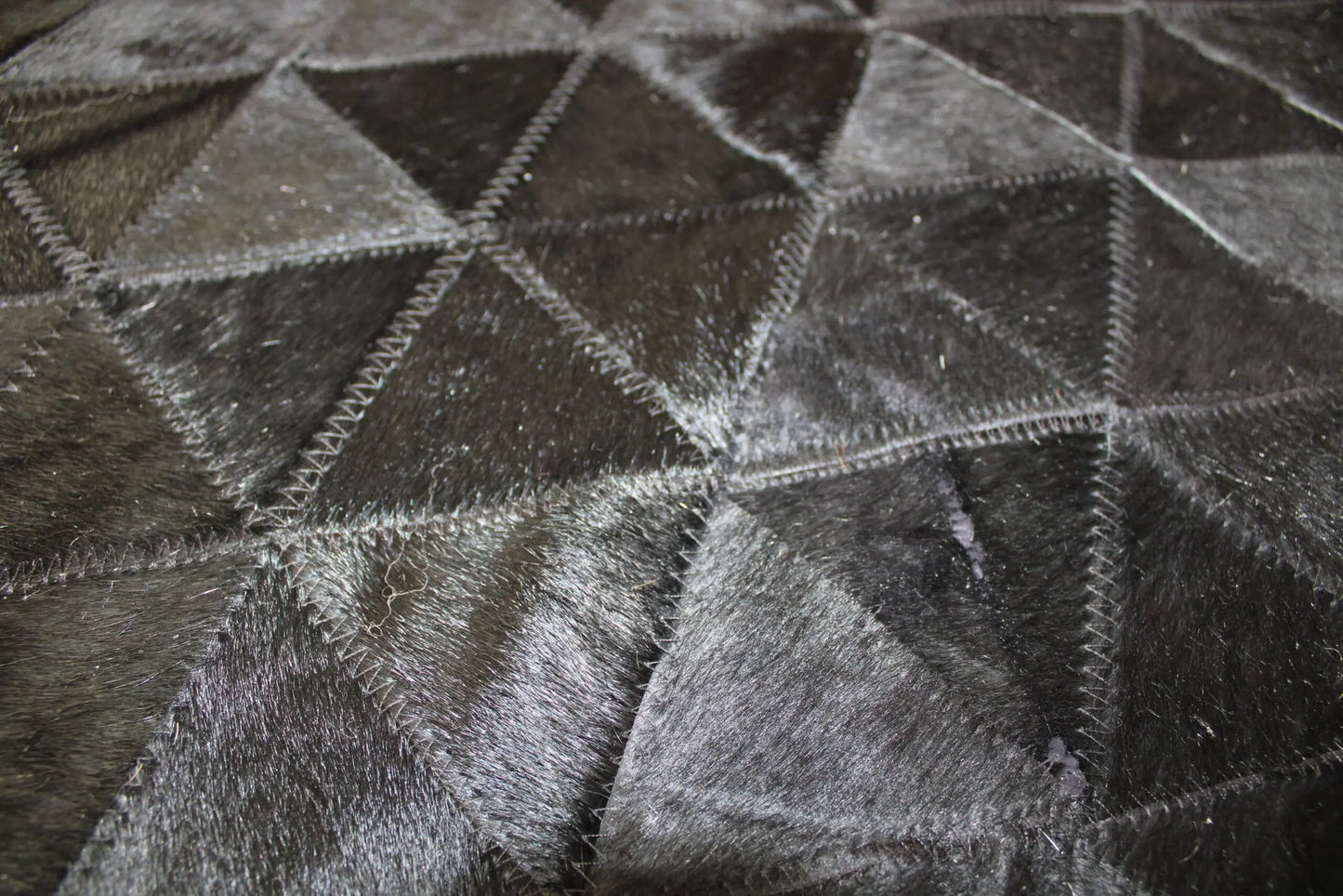 Patchwork Designer Cowhide Rug Pyramid Black