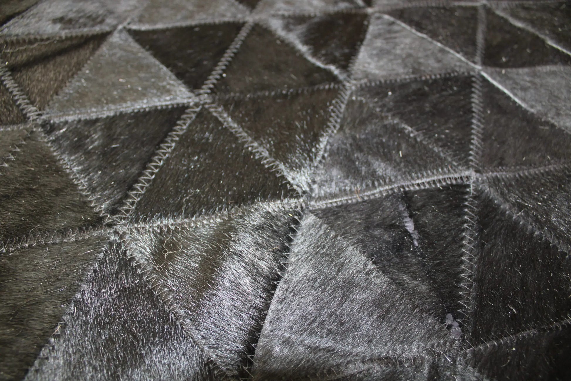 Patchwork Designer Cowhide Rug Pyramid Black