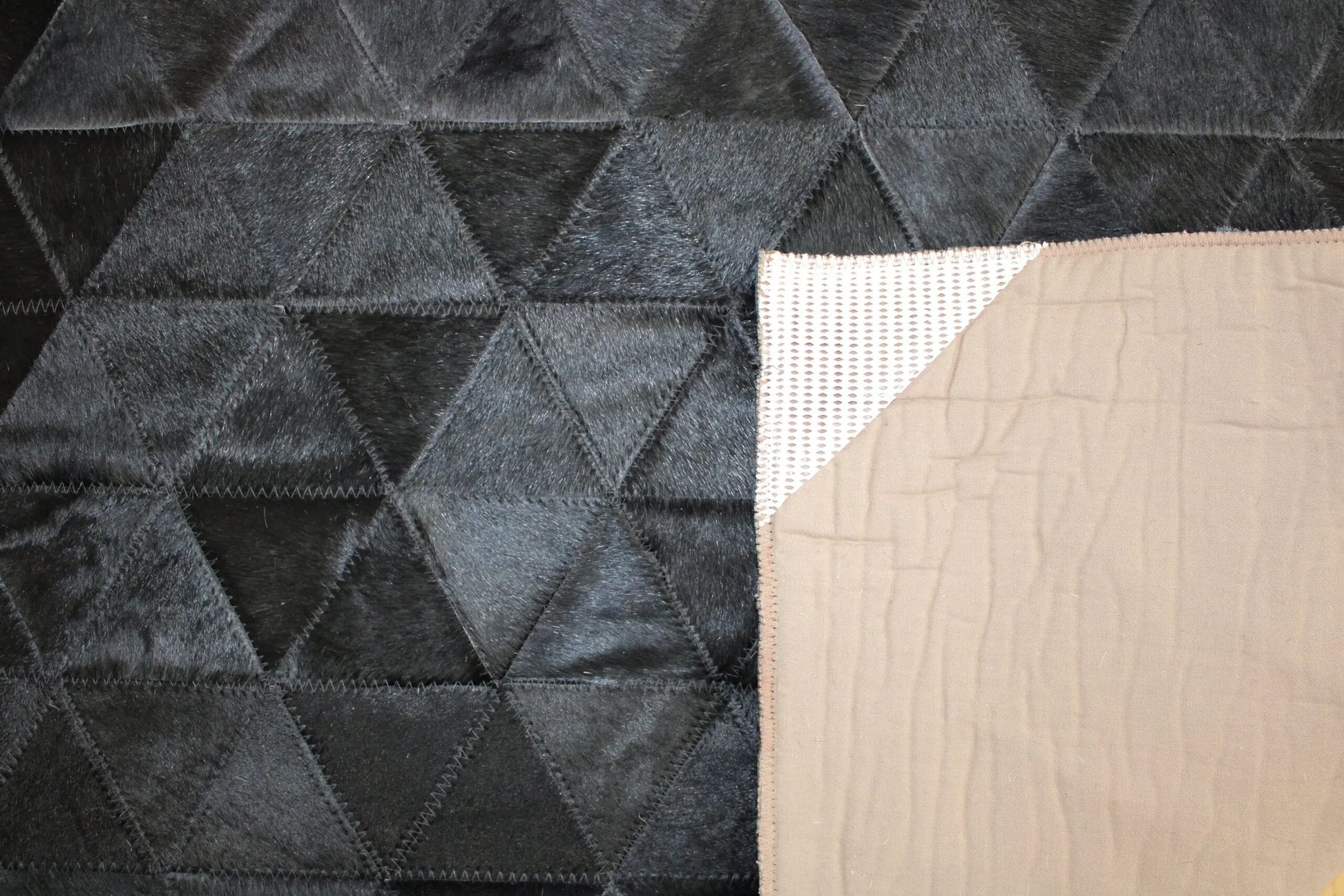 Patchwork Designer Cowhide Rug Pyramid Black