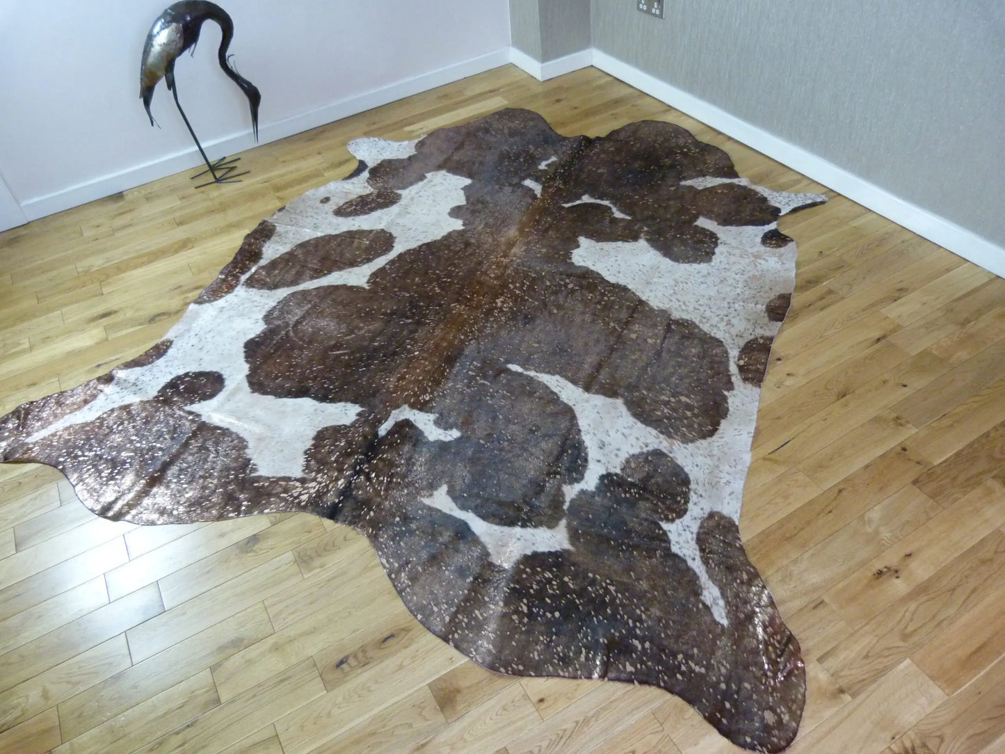 Brown and White Rose Gold Metallic Cowhide CM246