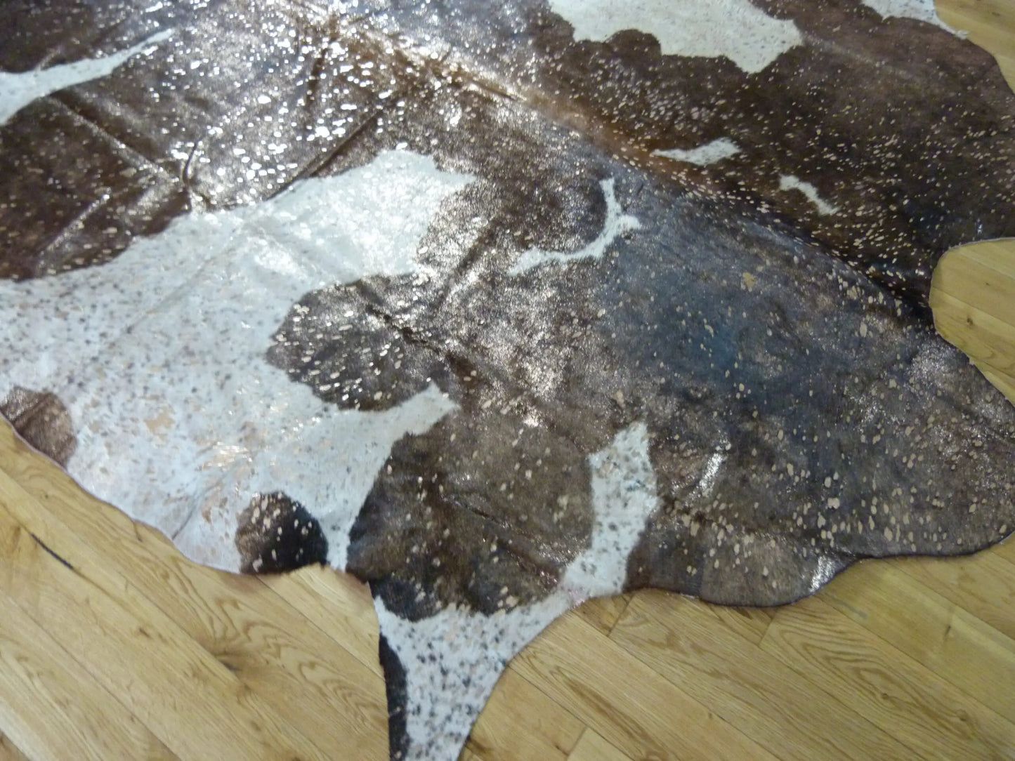 Brown and White Rose Gold Metallic Cowhide CM246