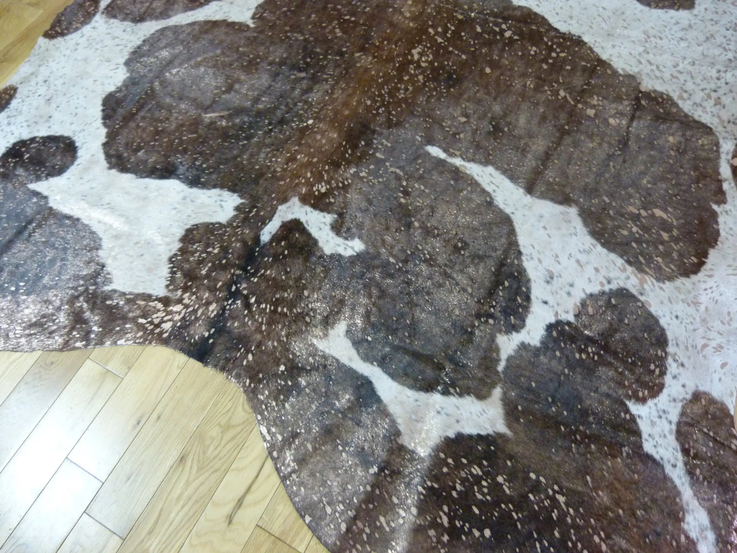Brown and White Rose Gold Metallic Cowhide CM246